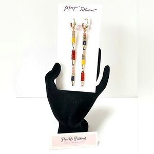 Betsey Johnson Pencil Mismatched Linear Dangle Earrings NWT!